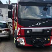 Firefighters from Presteigne were 'hampered' by a parked vehicle in Harpers Lane. Picture: Presteigne Fire Station