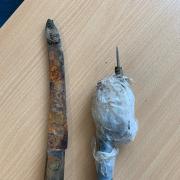 These two weapons were found by children in Llandrindod, who alerted police