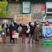 Protestors in Knighton last Friday