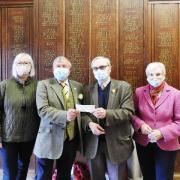 Pictured (l-r) are Sally Russell, League of Friends treasurer, Ithon Lodge secretary Geoffrey Lloyd, League of Friends president John Matson and Dorothy Richards, chair of the League of Friends.