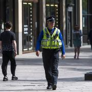 A Police Community Support Officer (PCSO) patrols in Cardiff city centre during the coronavirus pandemic. Picture: Huw Evans Picture Agency