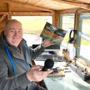 Gareth Ellis in the Triangle Bend commentary box at Loton Park.