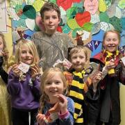 Pupils of Llanfechain Church in Wales Primary with their donated toys