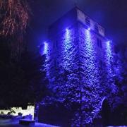 St Mary's Church, Newtown was lit up in blue on March 14 to show solidarity with Ukraine.