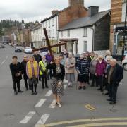 A large cross was carried through Llanidloes to mark Easter - one of the most important days for Christians.