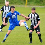 Action from Bow Street's victory over Cefn Albion. Picture by Beverley Hemmings.