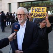Former Labour party leader Jeremy Corbyn speaks to the media outside Westminster Magistrates' Court in London, during the extradition hearing of Wikileaks founder Julian Assange. Picture date: Wednesday April 20, 2022. PA Photo. Assange, is wanted in