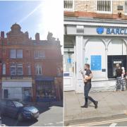 Barclays branches in Newtown (left) and Welshpool.
