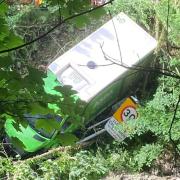 An Asda delivery van driver was rescued after leaving the road in Llanfair Caereinion on June 15, 2022. Picture by Alan Webster.