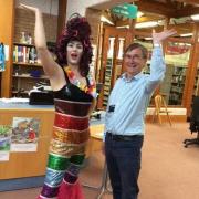 Drag queen Aida H Dee, pictured at the Newtown event with former mayor and current county councillor David Selby