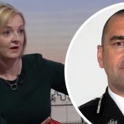 Dyfed-Powys Police chief Richard Lewis (inset) described some of Liz Truss' policies on law and order as “meaningless”. Pictures by Jeff Overs/BBC and Dyfed-Powys Police