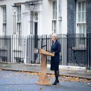 Prime Minister, Liz Truss with her husband Hugh O'Leary, makes a statement outside 10 Downing Street, London, where she announced her resignation as Prime Minister. Picture date: Thursday October 20, 2022.