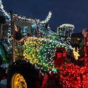 One of the entrants from the 2021 illuminated tractor run through Welshpool.