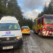 Police, Mountain Rescue, and Fire service cars all at the scene of the incident
