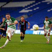 The New Saints' Declan McManus scores their side's second goal of the game during the UEFA Europa Conference League match at the Cardiff City Stadium, Cardiff. Picture date: Thursday August 5, 2021..