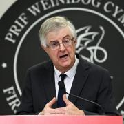 CARDIFF, WALES - OCTOBER 19: First Minister of Wales Mark Drakeford speaks during a press conference after the Welsh cabinet announced that Wales will go into national lockdown from Friday until 9 November, at the Welsh Government building in Cathays