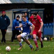 Action from Llandrindod Wells' draw with Llanrhaeadr. Picture by Darren Laurie.