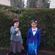 Sian Bennetts shared this picture of Fflur and Saffir from Rhayader as Mary Poppins and a school girl from Harry Potter.