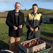 Cultivate senior manager Richard Edwards and farmer John Phillips, of Broniarth Farm, Newtown.