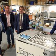 Welsh Conservative leader Andrew RT Davies Ms, Reeco managing director Llewelyn 'Lel' Rees, Montgomeryshire MP Craig Williams and MS Russell George at the Reeco factory in Newtown.