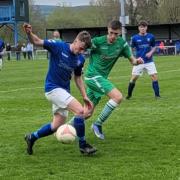 Action from Caersws' victory against Rhos Aelwyd.