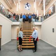 Lesley Griffiths cutting the ribbon to open the new Radnor Hills facilities