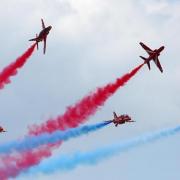 Fans of the Red Arrows will be able to see them as they fly past this weekend as part of their Cosford Airshow display.
