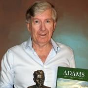Philip Nanney Williams with the bronze bust of Arnold Bennett and his book.