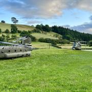 Two Chinooks landed in a field near Bettws Cedewain on Thursday July 27 2023 David Lister