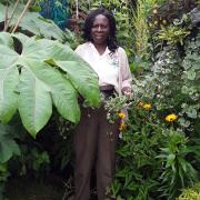 Dolly Childs is pictured in her glorious Newtown garden.