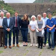 Brecon and Radnor MS James Evans and MP Fay Jones with MWT Cymru chairman Rowland Rees-Evans, chief executive Val Hawkins, operations manager Zoe Hawkins, Mid Wales Tourism Forum chairman Steve Hughson and MWT Cymru members Rhys Thomas, Mike Booth, Ryan