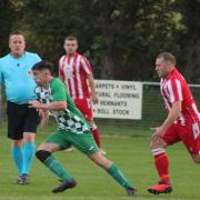 Action from Hay St Mary's clash with Tredegar Town.