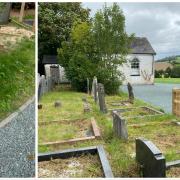 A wooden pole was erected into a grave at the Bethany Chapel graveyard last week.