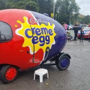One of the Cadbury's Cream Egg cars at the 2023 Mach Run.