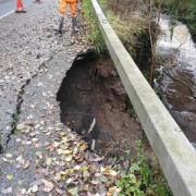 The hole that appeared on the side of the A470 on November 9.