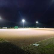 The new red gra pitch in Llanfair Caereinion.