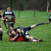 Action from Newtown's win over Welshpool. Picture by Gary Williams.