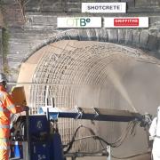 Griffiths carrying out work to re-open Machynlleth railway arch.