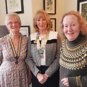 Inner Wheel District Chairman Muriel McGrath, Club president Marian Jones and new member Diane Stirling Jones.