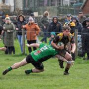 Action from Builth Wells' victory over Brynamman. Picture by Darren Laurie.