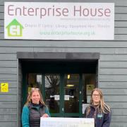 Enterprise South West Shropshire manager Polly Owen and Severn Trent Community Fund Officer Jade Gough with the cheque for £6,350.