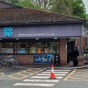 Police tape outside the Co-op store in Llanidloes following a burglary on May 3.
