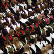 File photo dated 27/06/08 of students at a university graduation ceremony, as students who are disabled, or from a disadvantaged background, or an ethnic minority group, continue to achieve lower degree outcomes than their non-disabled, white, advantaged