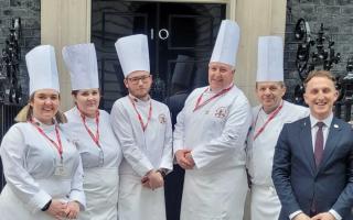 The Culinary Association of Wales team outside 10, Downing Street.