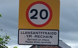 The accident occurred on Winllan Road in Llansantffraid-ym-Mechain on Friday afternoon.