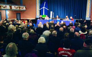 Cllr Hammond was part of a panel that hosted a lively debate at the Pavilion in Llandrindod last Tuesday evening, April 30, attended by more than 200 people. Pic: Jamie Jones.